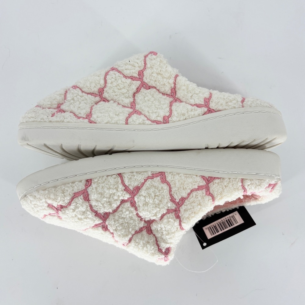 Mia Cozi Slipper Cream/Blush Pink Women Size 6 Faux Fur Slip On Lounge Warm - Picture 7 of 12